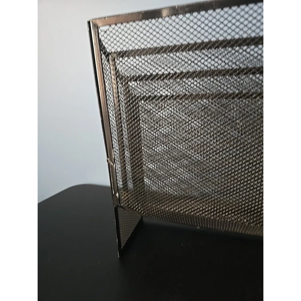 Three Section Tier Compartment Black Metal  Mesh Wire File Organizer‎
